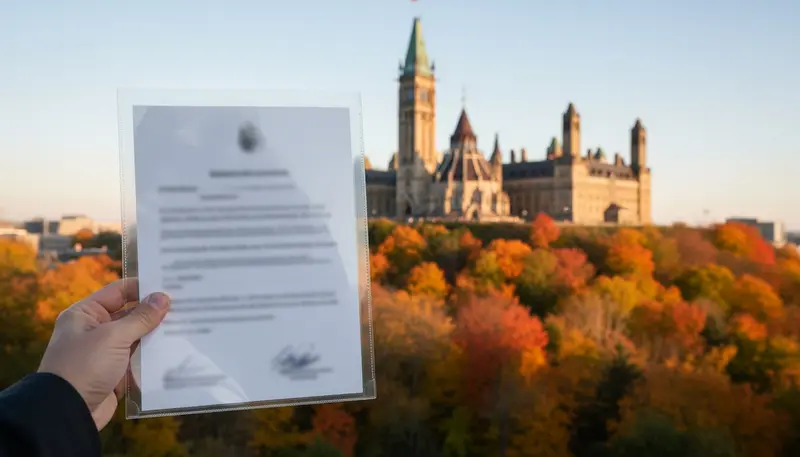 Certificate folder with the Ottawa Parliament Hill in the background