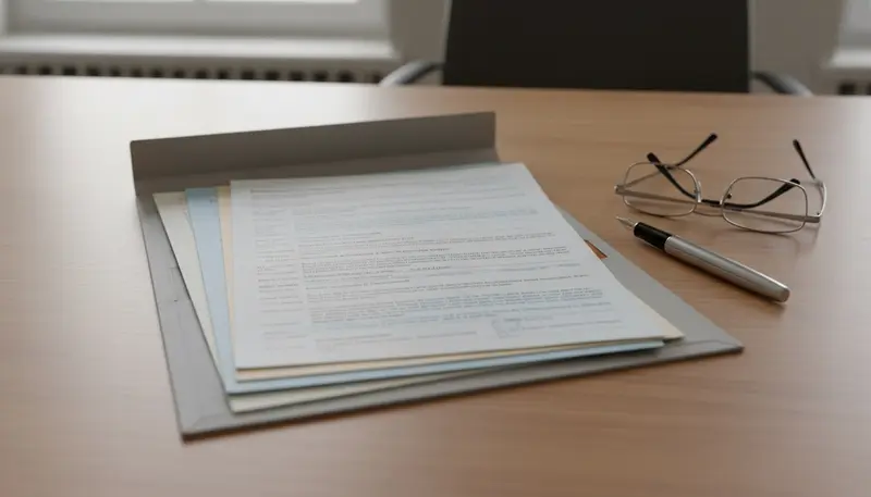 Civil status documents in a folder on a quiet office desk